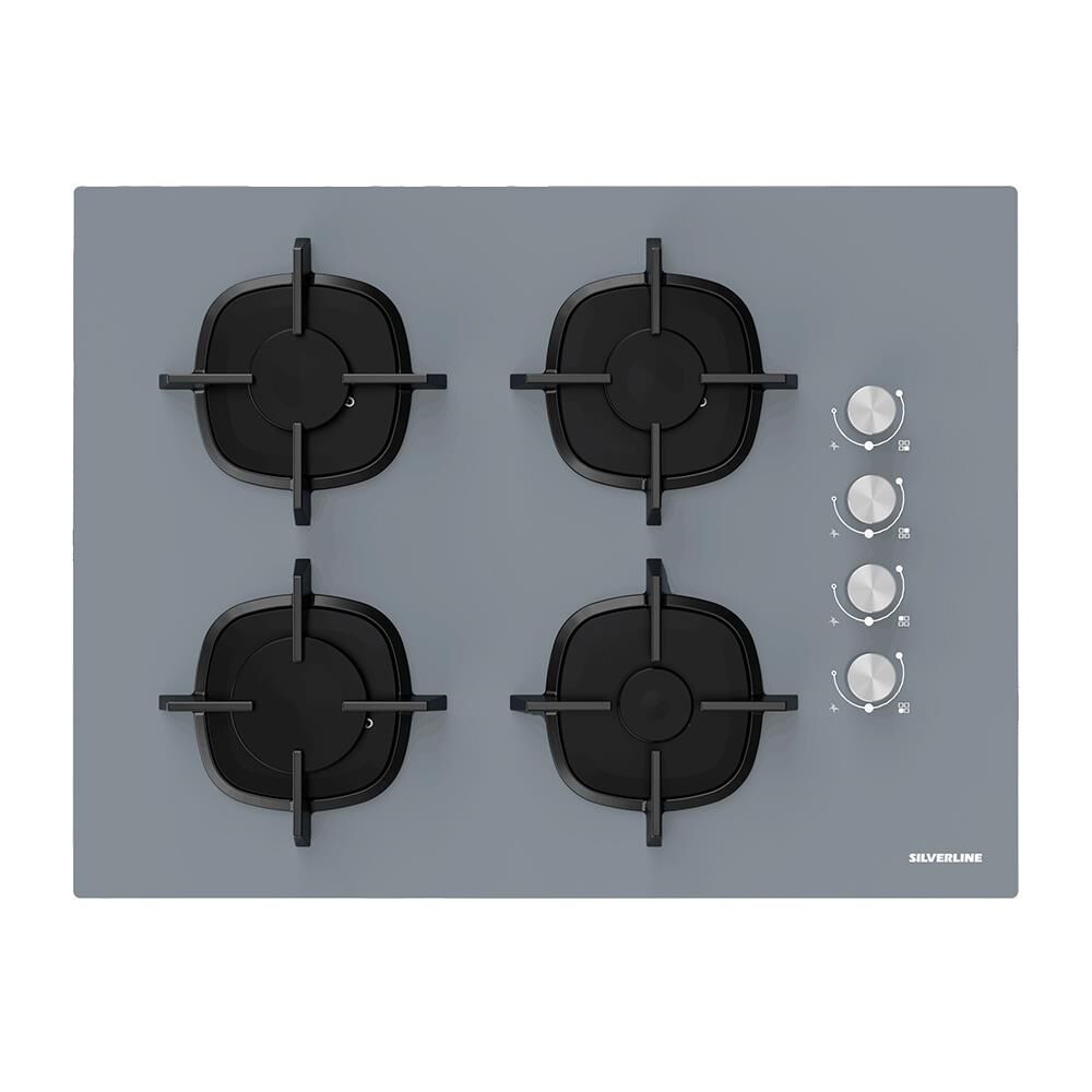 Silverline CS5610S01 70 cm Gazlı Emaye Izgaralı Gri Cam Ankastre Ocak