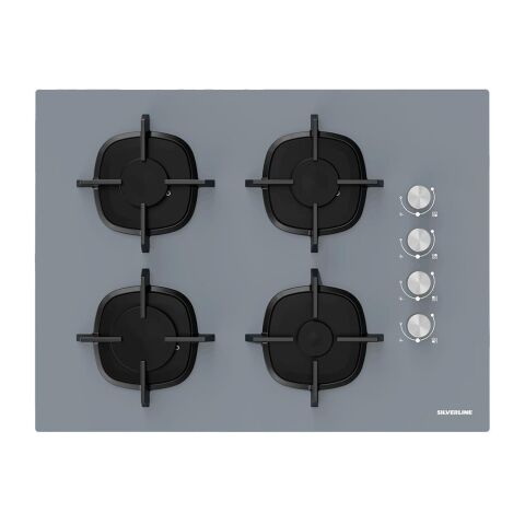 Silverline CS5610S01 70 cm Gazlı Emaye Izgaralı Gri Cam Ankastre Ocak