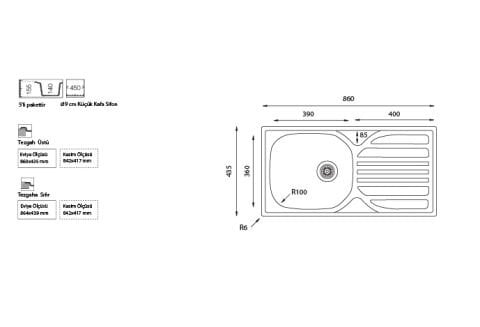 Ukinox Barton Sağ Damlalıklı Taşmasız Paslanmaz Çelik Mutfak Evyesi