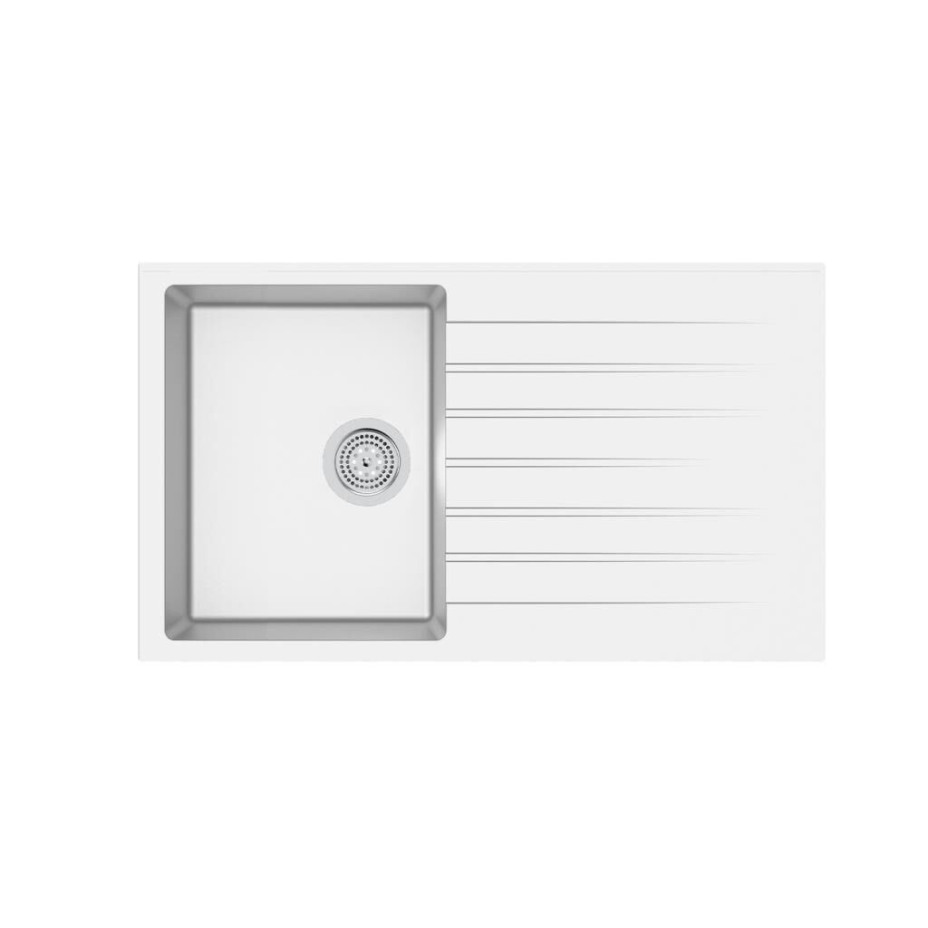 Ukinox Arya D86 Beyaz Tezgah Üstü Granit Mutfak Evyesi