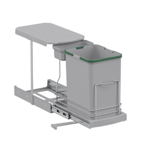 Starax S-2391 Teleskopik Raylı Çöp Kovası 16+1 Lt. Gri
