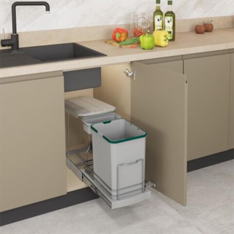 Starax S-2391 Teleskopik Raylı Çöp Kovası 16+1 Lt. Gri