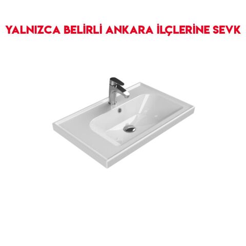Turkuaz Frame 70x45 cm Etajerli Lavabo