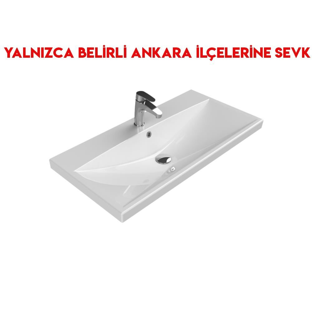 Turkuaz Elite 90x45 cm Etajerli Lavabo