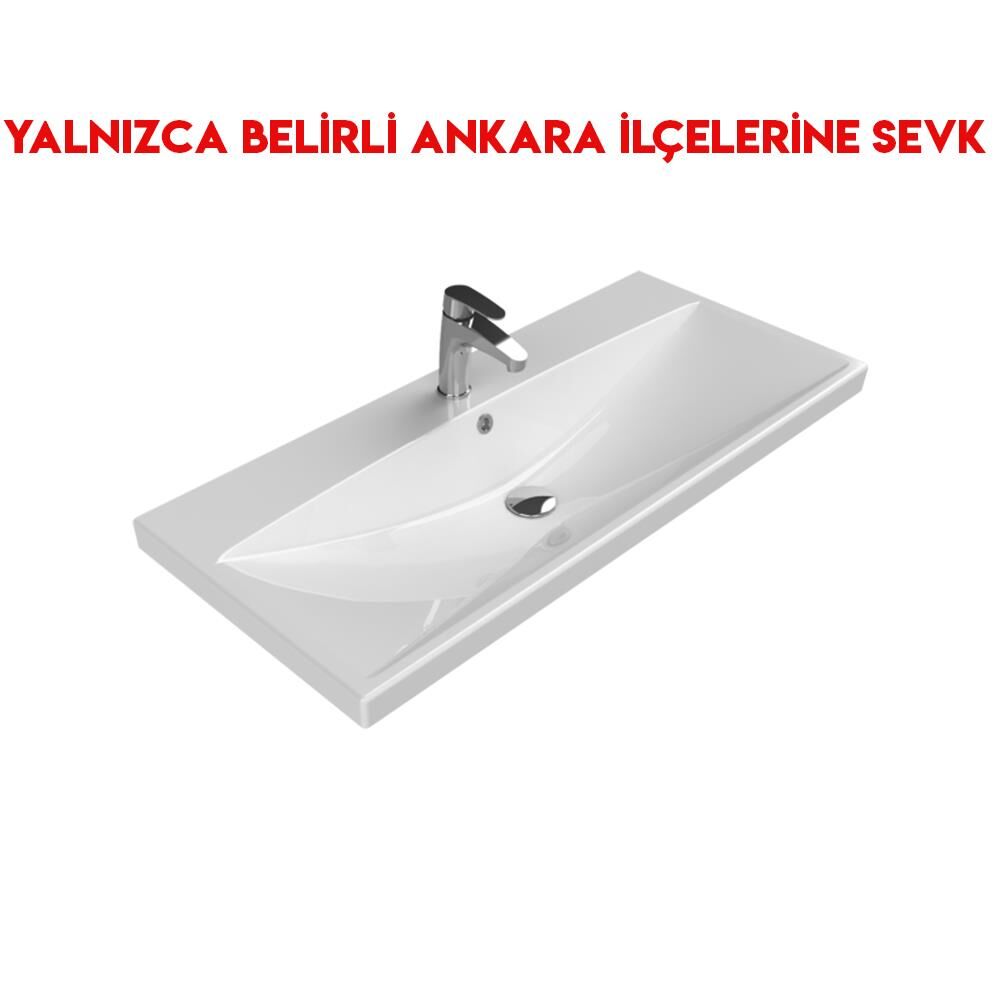 Turkuaz Elite 100x45 cm Etajerli Lavabo