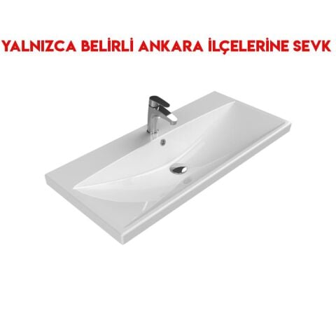 Turkuaz Elite 100x45 cm Etajerli Lavabo
