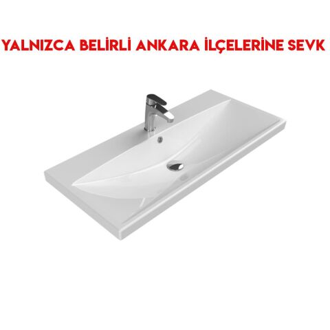 Turkuaz Elite 100x45 cm Etajerli Lavabo