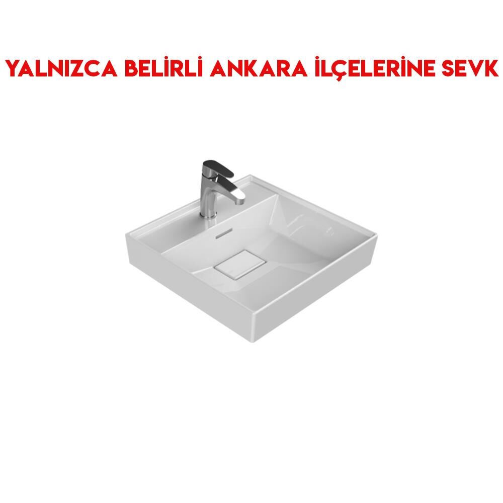 Turkuaz Sharp 48x48 cm Etajerli Lavabo