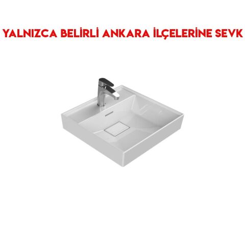 Turkuaz Sharp 48x48 cm Etajerli Lavabo