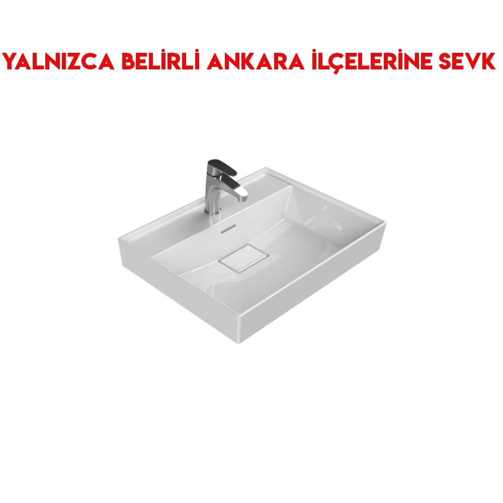 Turkuaz Sharp 60x48 cm Etajerli Lavabo