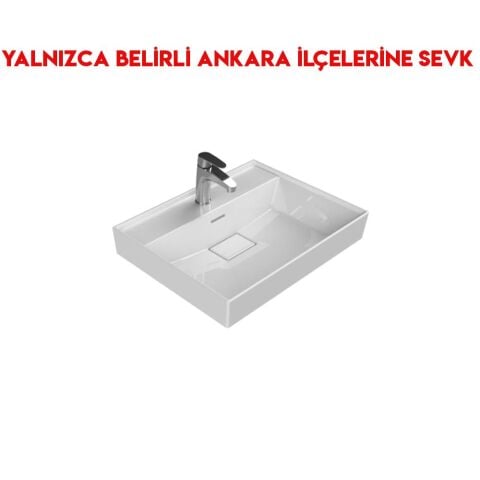 Turkuaz Sharp 60x48 cm Etajerli Lavabo