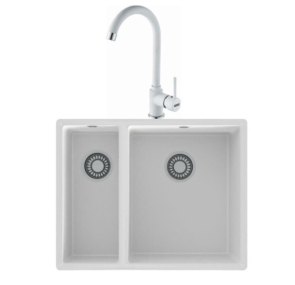 Blackstone ARİZONA Beyaz Granit Evye Dominox MALTA NEO Bianco Batarya Set