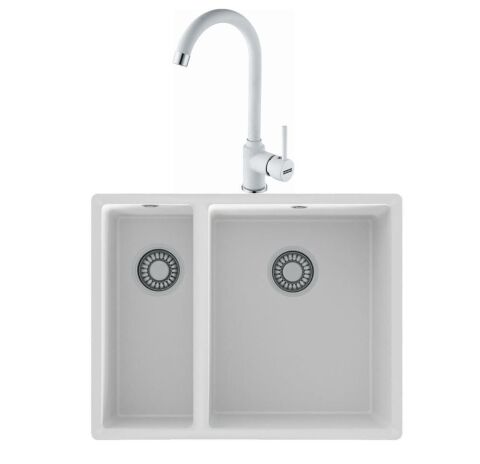 Blackstone ARİZONA Beyaz Granit Evye Dominox MALTA NEO Bianco Batarya Set