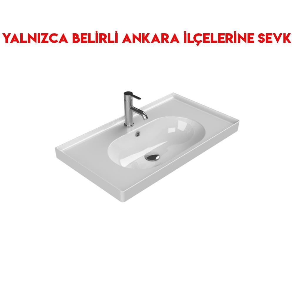 Turkuaz Arya 80x45 cm Etajerli Lavabo