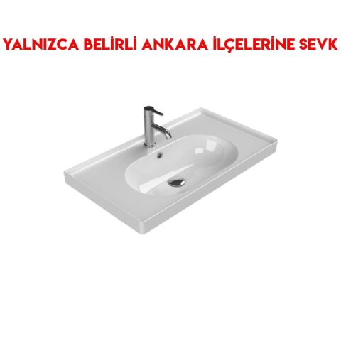 Turkuaz Arya 80x45 cm Etajerli Lavabo