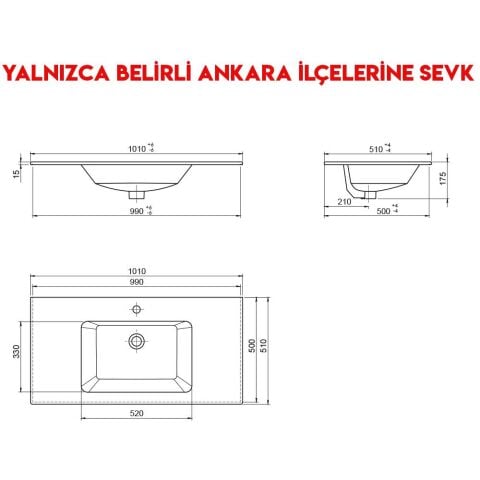 Turkuaz İbiza 101x51 cm Etajerli Lavabo