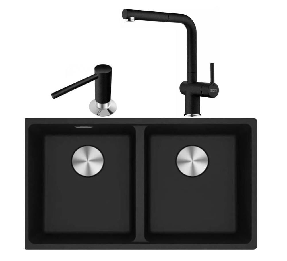 Franke Maris Mrg 120-35-35 Nero Granit Eviye + Active Plus Doccia 2.0 Armatür + Comfort Sıvı Sabunluk Üçlü Set