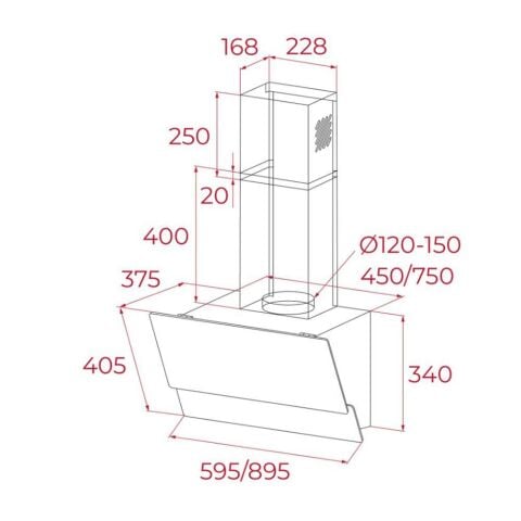 Teka ATV 60 Siyah 60 cm Ankastre Duvar Tipi Davlumbaz