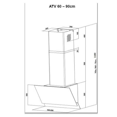 Teka ATV 60 Siyah 60 cm Ankastre Duvar Tipi Davlumbaz