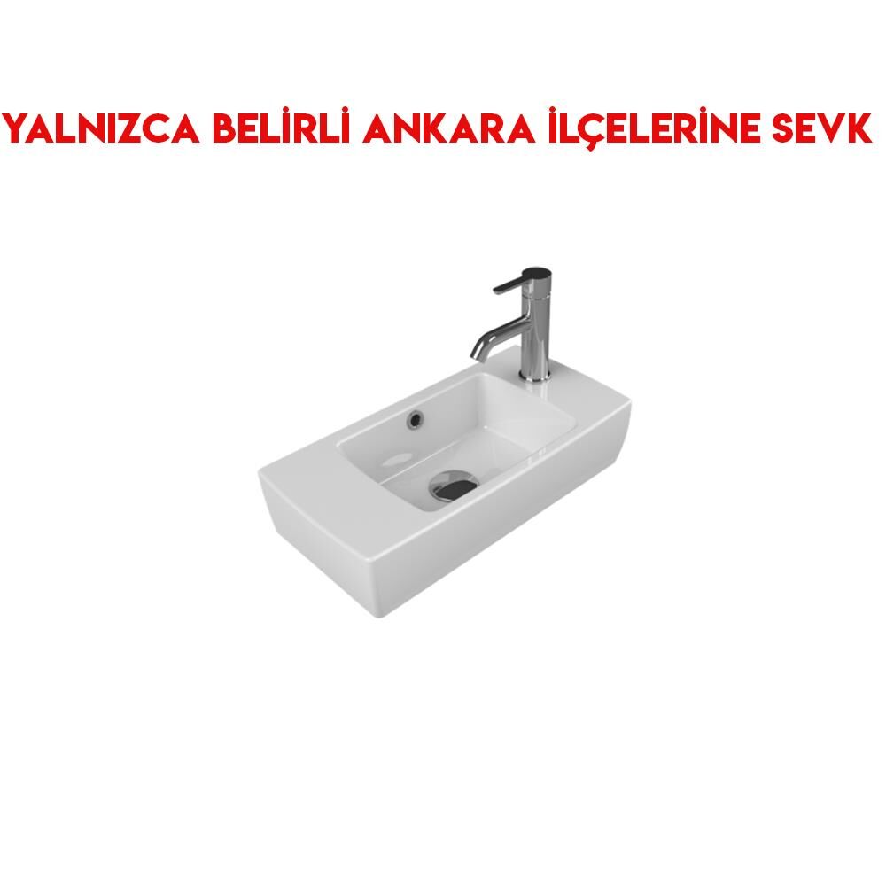 Turkuaz City 25x50 cm Batarya Deliği Sağda Tezgah Üstü Lavabo