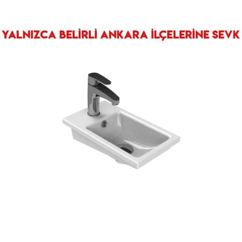 Turkuaz Mini L 24x42 cm Tezgah Üstü Lavabo