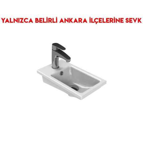 Turkuaz Mini L 24x42 cm Tezgah Üstü Lavabo