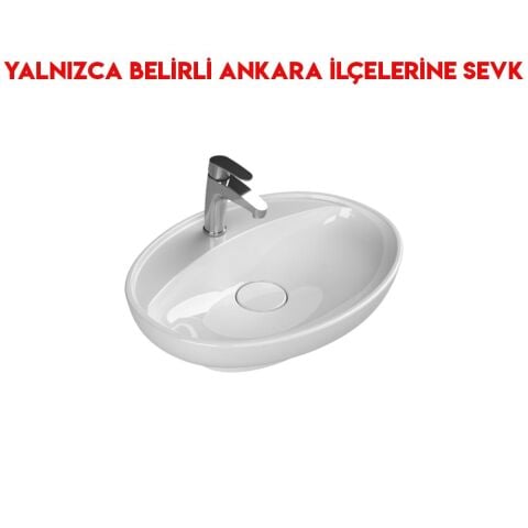 Turkuaz Lal C 60x46 cm Tezgah Üstü Lavabo