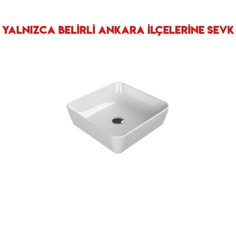Turkuaz One 46x46 cm Tezgah Üstü Lavabo