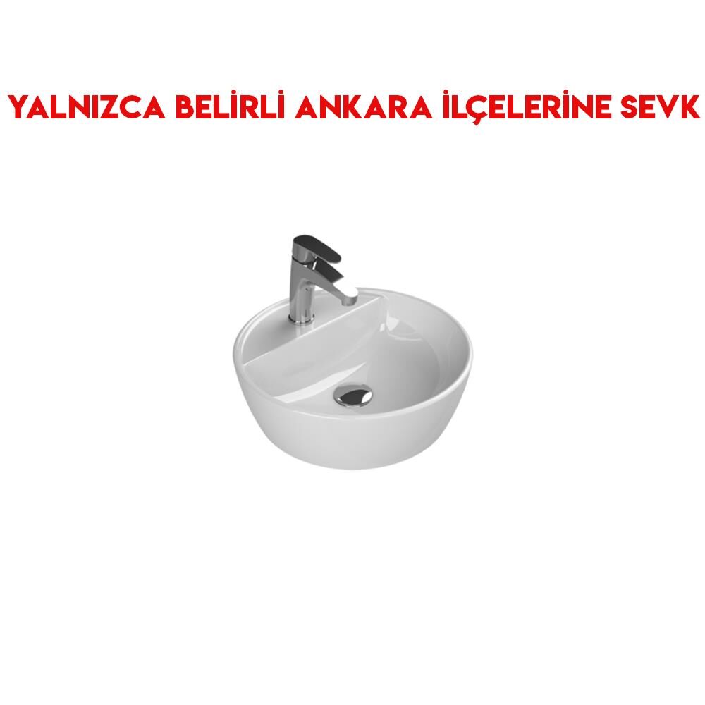 Turkuaz One Ø 42 cm Batarya Delikli Tezgah Üstü Lavabo