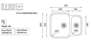 Ukinox ZETA 350 Eco Tezgahaltı Paslanmaz Çelik Evye