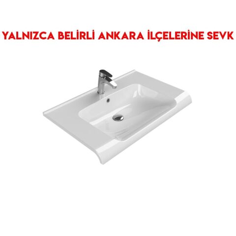 Turkuaz Anova 80x50 cm Etajerli Lavabo