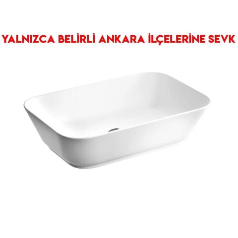 Vitra Geo 60 cm Taşmasız Batarya Deliksiz Dikdörtgen Çanak Lavabo