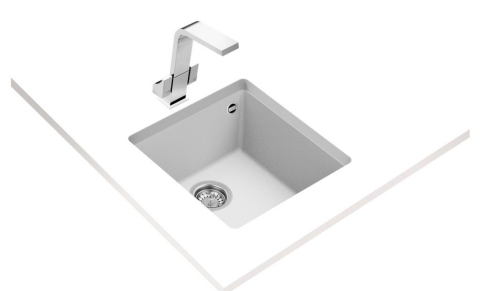 Teka Square 40.40 TG Tezgah Altı Beyaz Granit Evye