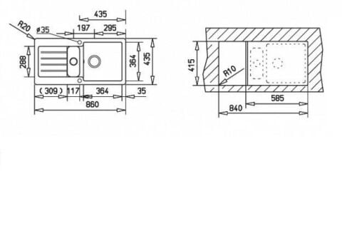 Teka KEA 60 B-TG Beyaz Tezgah Üstü Granit Evye