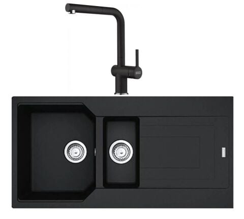 Franke Urban UBG 651-100 Nero Granit Evye Active Plus Doccia 2.0 Batarya Set