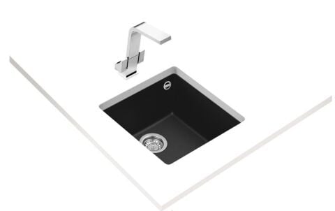 Teka Square 40.40 TG Tezgah Altı Siyah Granit Evye