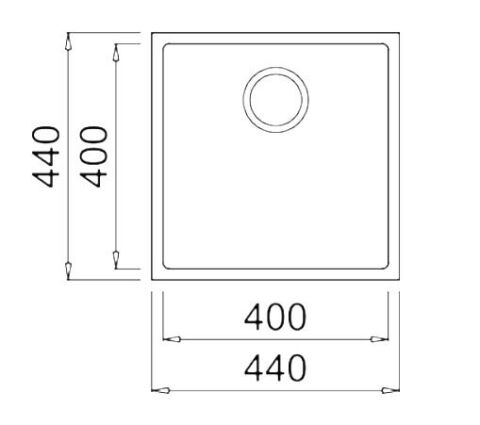 Teka Square 40.40 TG Tezgah Altı Siyah Granit Evye