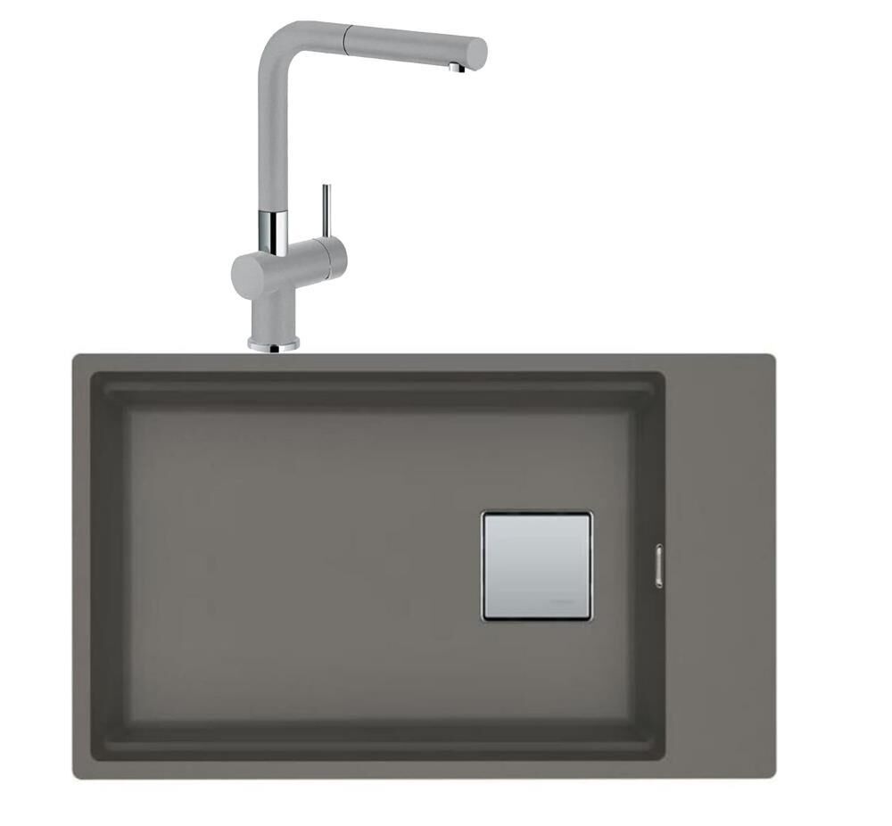 Franke KNG 110-62 STONE GREY Tezgahaltı Granit Evye Active Plus Doccia Spiralli Batarya Set