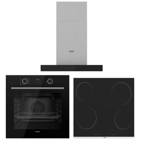 FERRE FRYART SİYAH SET ( D100 SİYAH DAVLUMBAZ-MS261 SİYAH OCAK- XE63CS FRYART SİYAH FIRIN )