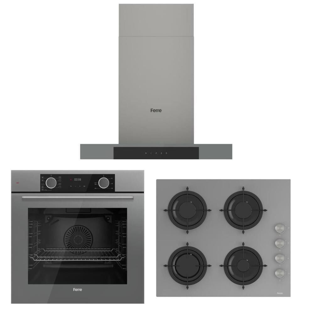 Ferre Fryart Gri Set ( D102 Gri Davlumbaz -CS208 Gri Ocak- XE63CPR Fryart Gri Fırın)