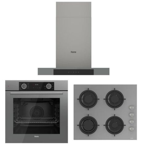 Ferre Fryart Gri Set ( D102 Gri Davlumbaz -CS208 Gri Ocak- XE63CPR Fryart Gri Fırın)
