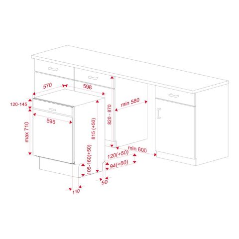 Teka DSI 46750 SS 7 Programlı 13 Kişilik Yarı Ankastre Bulaşık Makinesi