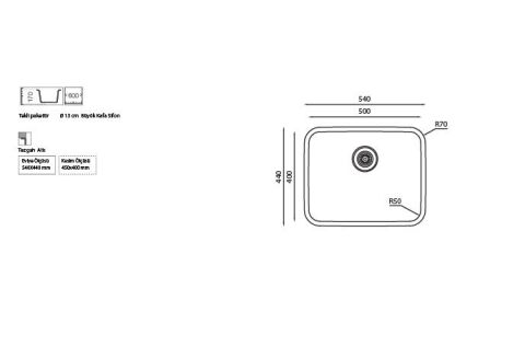 Ukinox D 500 Dekorlu Taşmalı Tezgah Altı Mutfak Eviyesi
