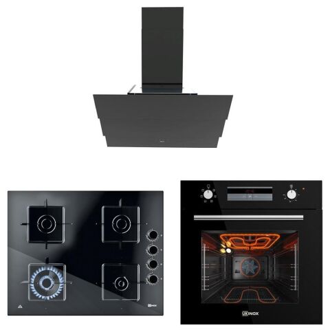 Ukınox Smart Siyah Ankastre Set (Amiral 60 Davlumbaz-Ares 65 XSR Ocak-Smart 7800 Fırın)