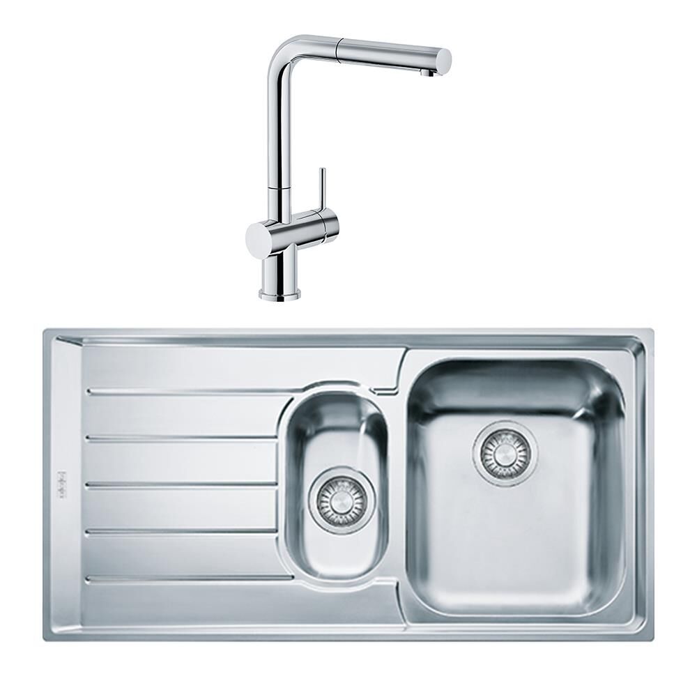 Franke Neptün Nex 651 1.5 Gözlü Sol Damlalıklı Çelik Evye ve Active Plus Doccia Krom Batarya