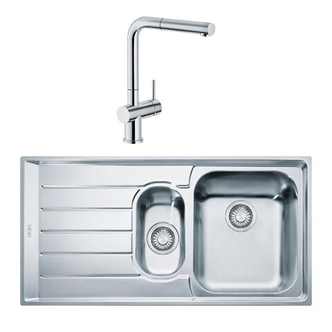 Franke Neptün Nex 651 1.5 Gözlü Sol Damlalıklı Çelik Evye ve Active Plus Doccia Krom Batarya