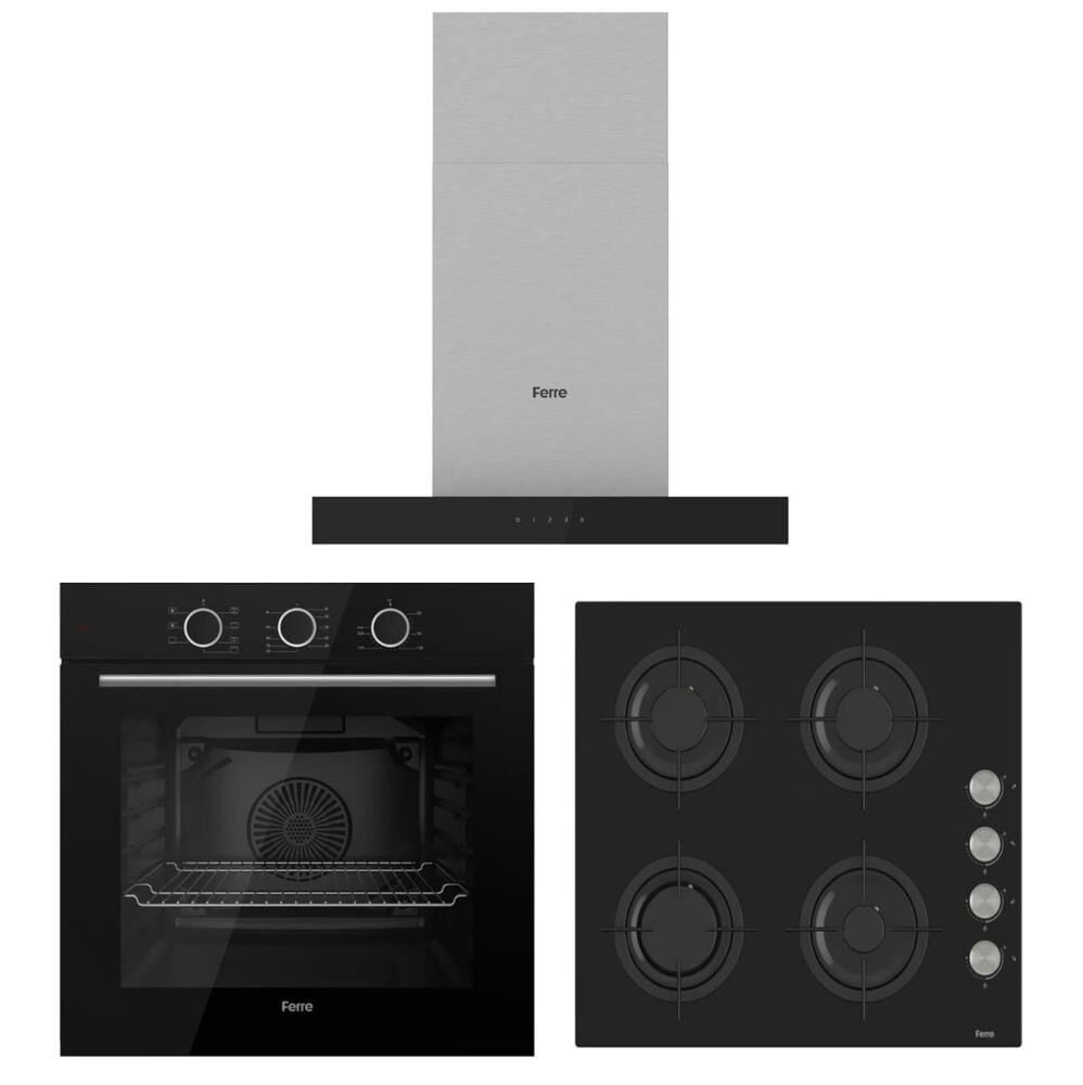 FERRE SİYAH SET ( D100 SİYAH DAVLUMBAZ-CS205 SİYAH OCAK- XE62CS FLOWART SİYAH FIRIN )