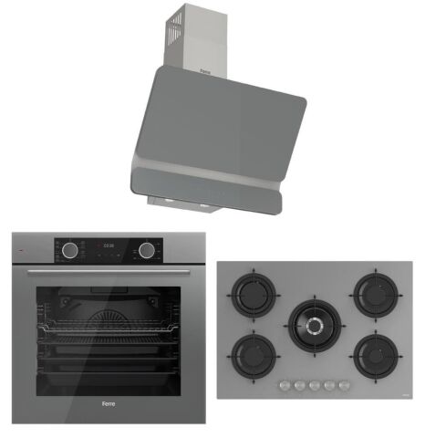 Ferre Fryart Gri Set (D082 Gri Davlumbaz -RS038 Gri Ocak- XE63CPR Fryart Gri Fırın)