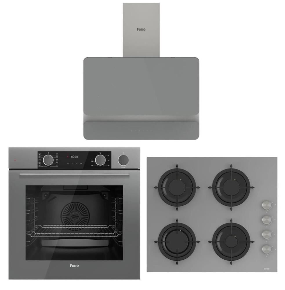 Ferre Fryart Steam Gri Set (D082 Gri Davlumbaz -CS208 Gr iOcak- XE64CPR Fryart Steam Gri Fırın)