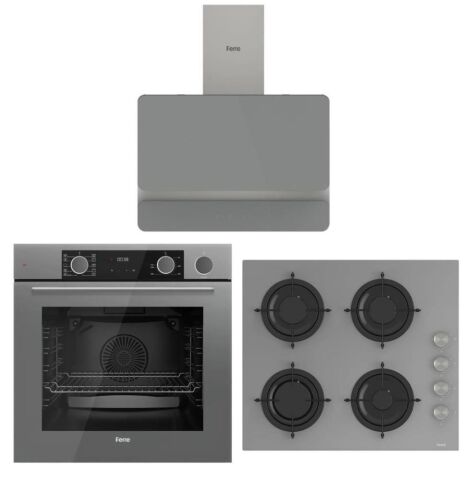 Ferre Fryart Steam Gri Set (D082 Gri Davlumbaz -CS208 Gr iOcak- XE64CPR Fryart Steam Gri Fırın)